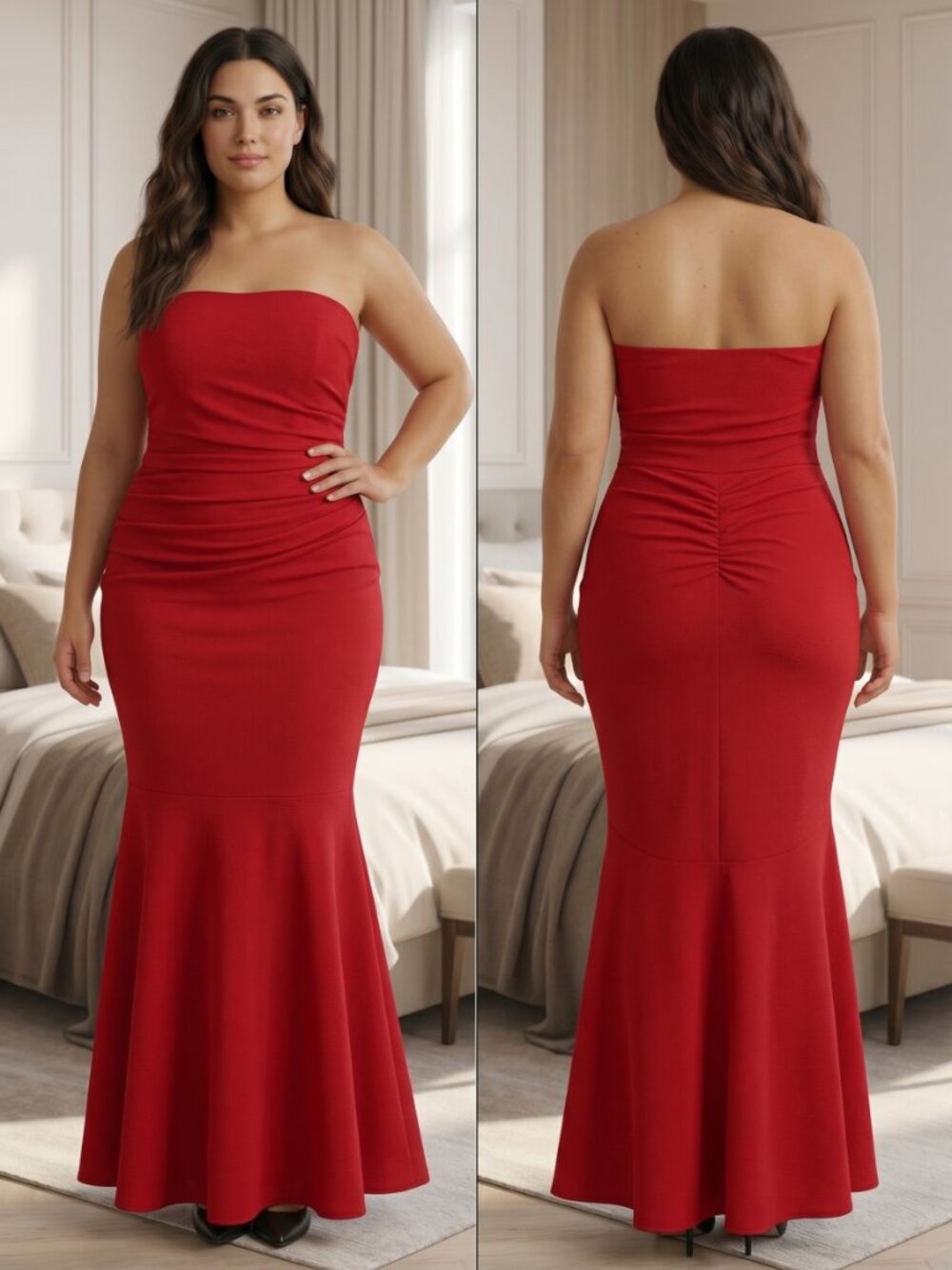 Nwt Badgley Mischka Red Beauty In A Bottle Formal Strapless Gown $725
